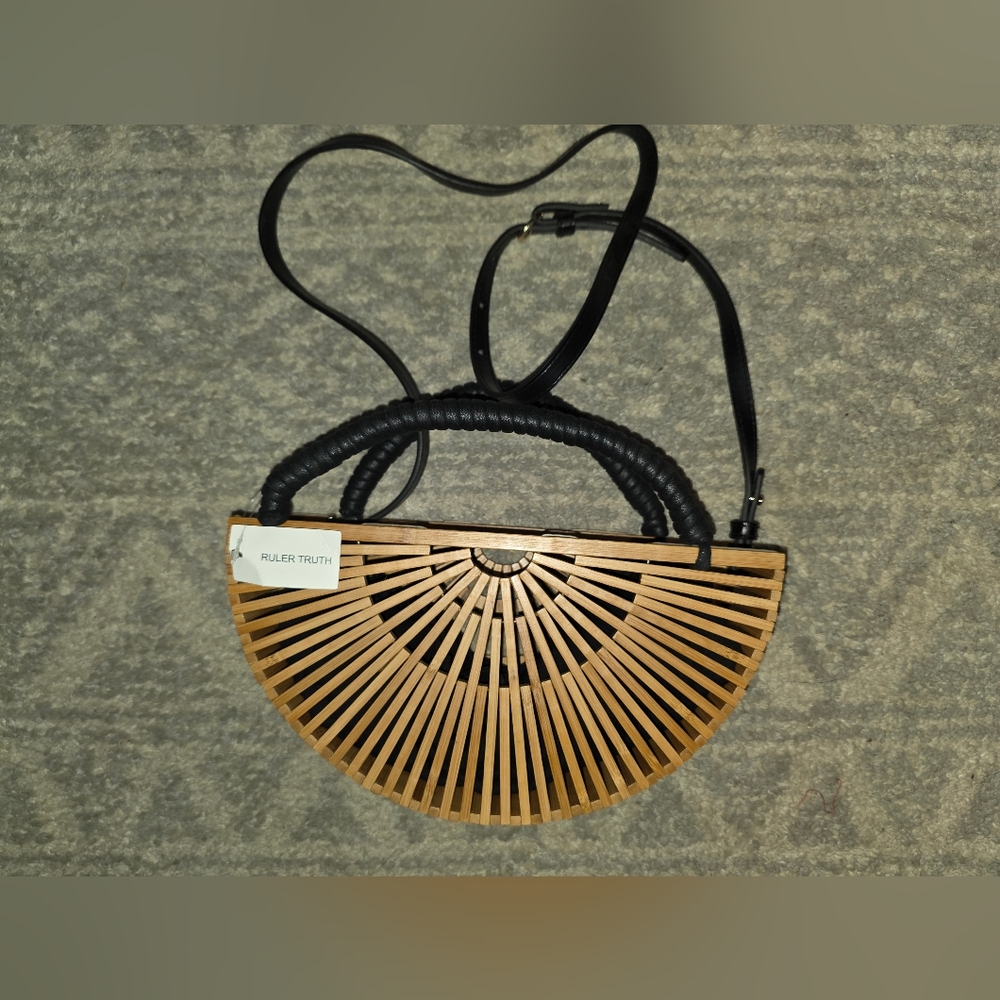 Brown Bamboo Half-Moon Bag